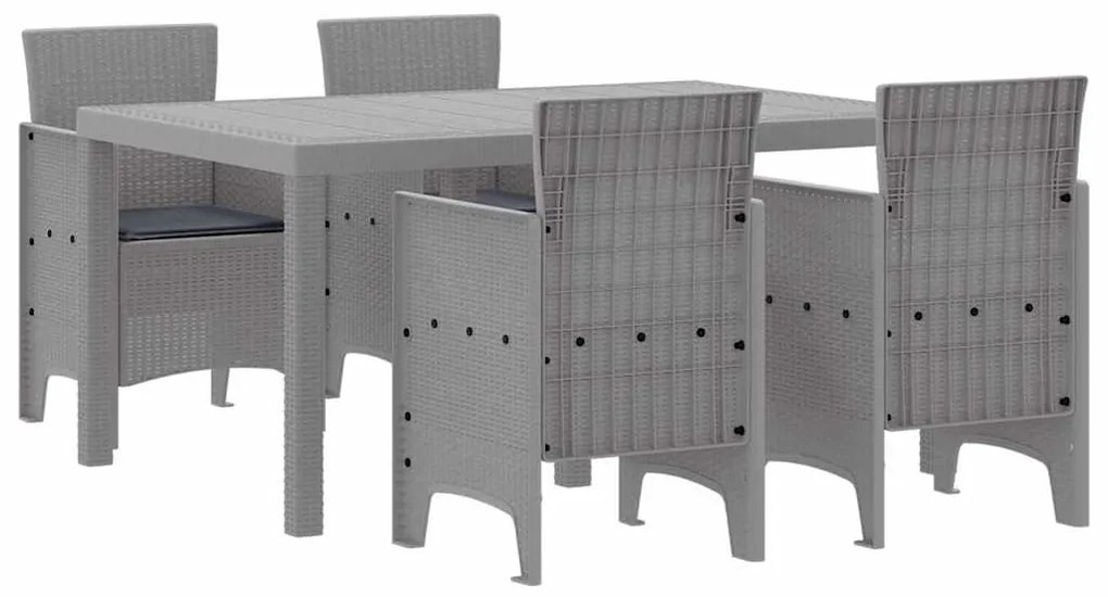 vidaXL Σέτ φαγητού για κήπο 5 pcs Ανοιχτό γκρι Rattan Polt