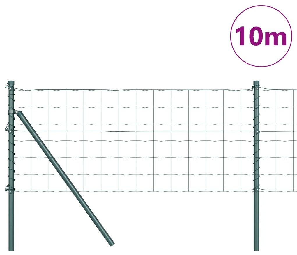 vidaXL Euro Fence με 7 Στυλώματα 0.8x10 μ Γαλβανισμένος Χάλυβας Πράσινος