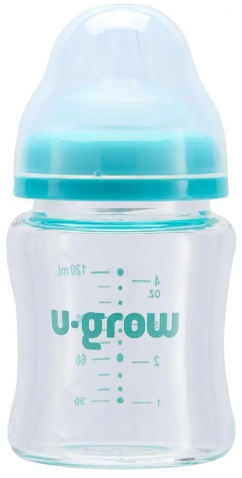 U-Grow UG0-04BS120 Γυάλινο Μπιμπερό 120 Ml + 2 Επιπλέον Θηλές