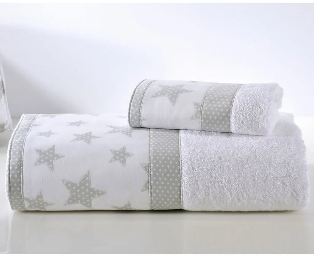 Πετσέτες Παιδικές 768 Σετ 2τμχ White - Grey Down Town Towels Set 100% Βαμβάκι