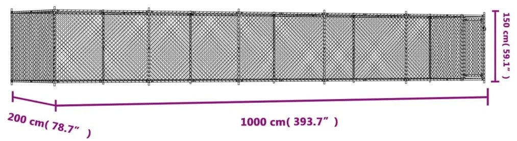 Κλουβί Σκύλου με Πόρτα Γκρι 10x2x1,5 μ. Γαλβανισμένος Χάλυβας - Γκρι