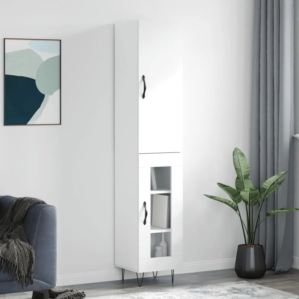 vidaXL Ντουλάπι Λευκό 34,5 x 34 x 180 εκ. από Επεξεργασμένο Ξύλο