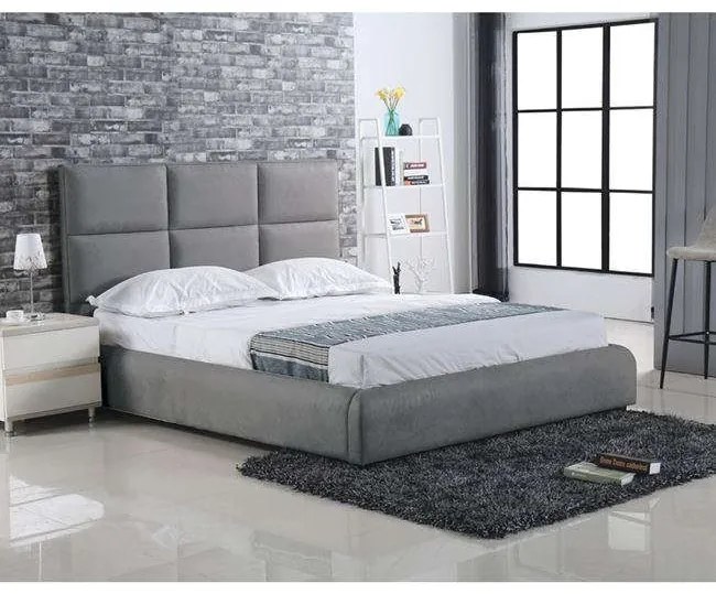 Κρεβάτι Maxim Ε8080,3  Ύφασμα Grey Διπλό Wood, Fabric