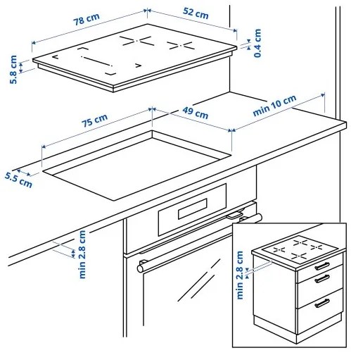 ROGESTAD επαγωγική εστία/IKEA 500, 78 cm 705.595.13