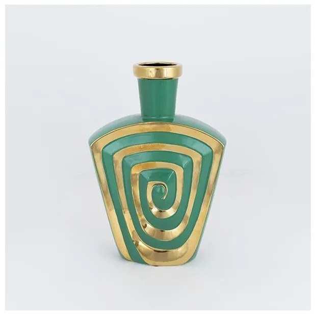 Βάζο Κεραμικό σκουρο Πράσινο-Χρυσό 20.2x7x30cm 752-20343 Estheti-752-20343-Πράσινο 752-20343