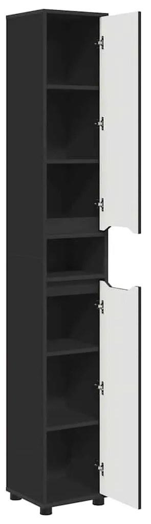 vidaXL Ντουλάπι Μπάνιου Μαύρο 30,5 x 30 x 195 εκ Επεξεργασμένο ξύλο