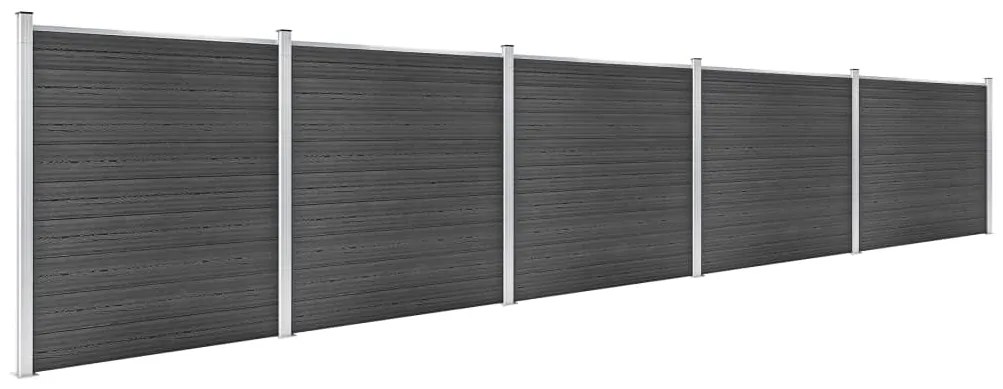 vidaXL Σετ Πάνελ Περίφραξης Μαύρο 872 x 186 εκ. από WPC