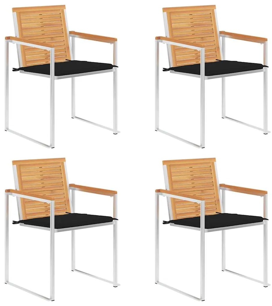 vidaXL Καρέκλες Κήπου 4 τεμ. από Μασίφ Ξύλο Teak με Μαξιλάρια
