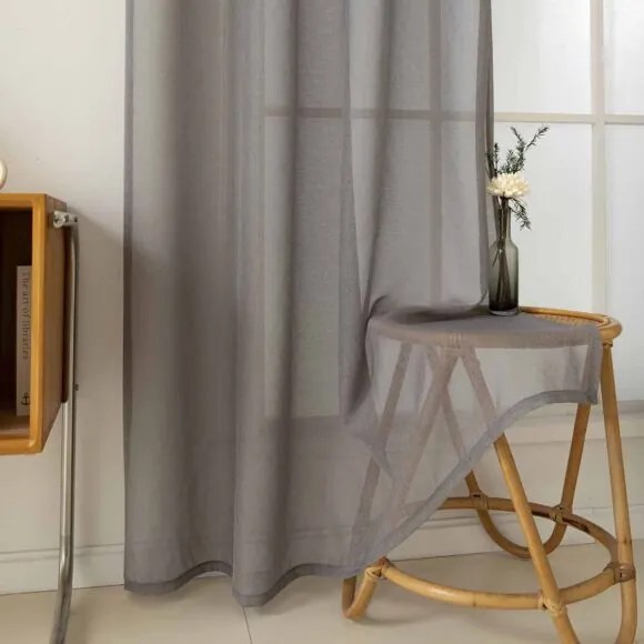 Beauty Home Κουρτίνα γάζα μονόχρωμη με 8 μεταλλικούς κρίκους Sharp Art 8448 140x270 Μπεζ