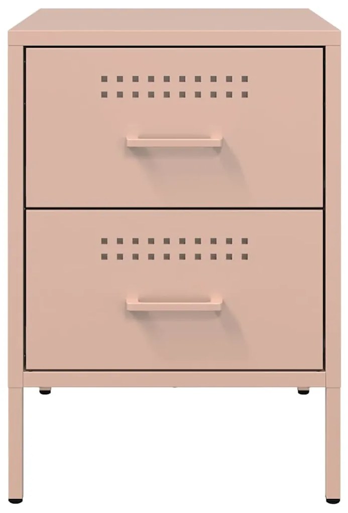 vidaXL Κομοδίνα 2 τεμ. Ροζ 36x39x50,5 εκ. από Χάλυβα