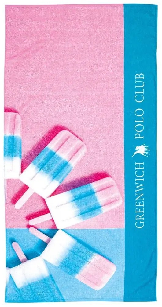 Πετσέτα Θαλάσσης Παιδική 3721 Pink-Blue-Mint Greenwich Polo Club Beach 70x140cm 100% Βαμβάκι