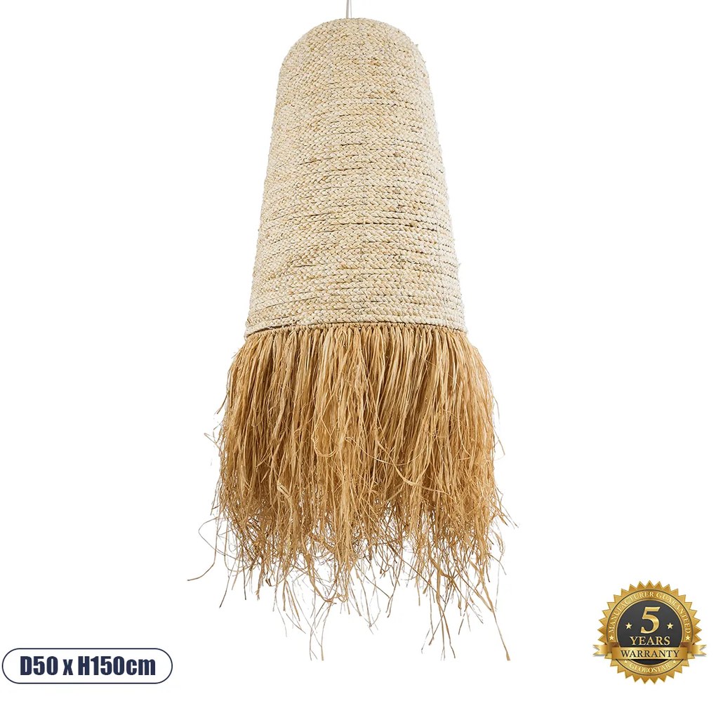 02171 GloboStar® GLOBOSTAR® LETA 02171 Boho Κρεμαστό Φωτιστικό Οροφής με Ντουί 1 x E27 AC 220-240V IP20 - Μπεζ - Μ50 x Π50 x Υ150cm