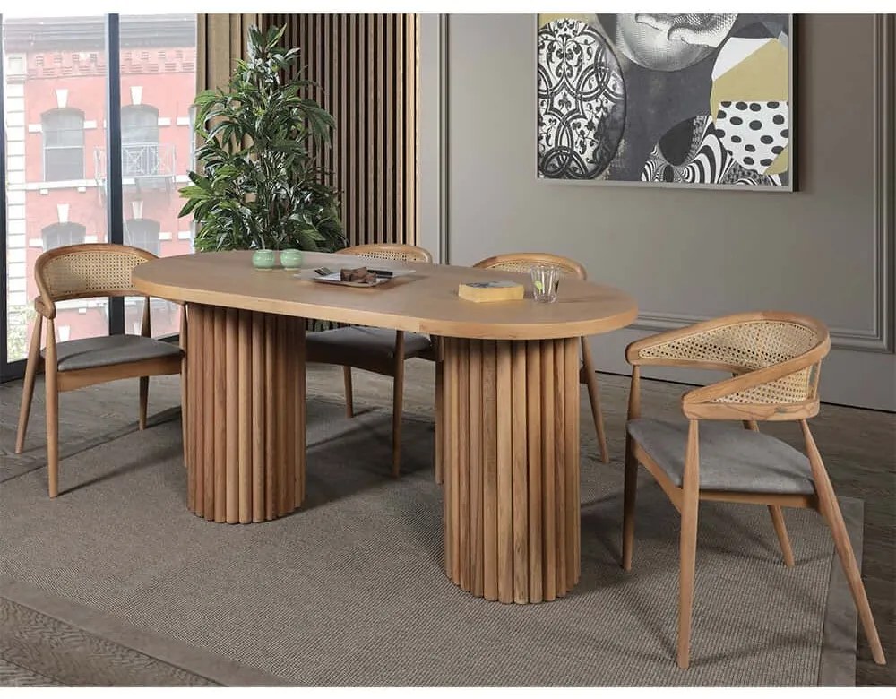 Τραπεζαρία Danyi (Σετ 5Τμχ) 117FRF1276 170x90x75cm Natural 4 Θέσεων Wood, Fabric