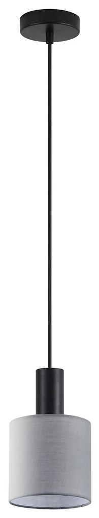 SE21-BL-4-SH2 ADEPT TUBE Black Pendant Grey Fabric Shade+