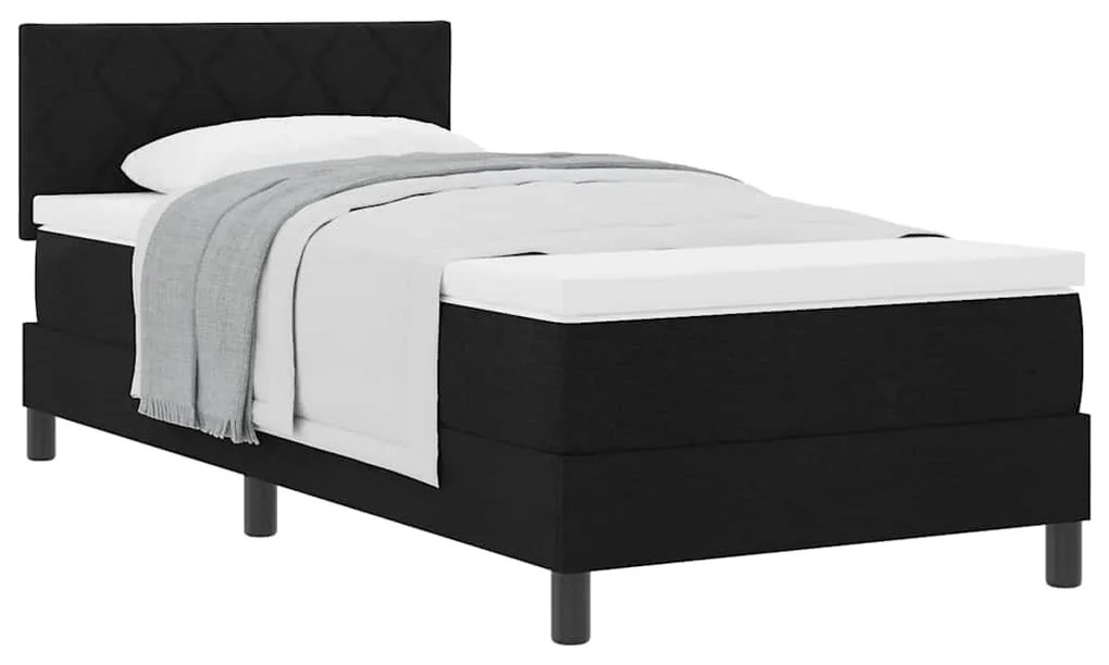 vidaXL Κρεβάτι box spring με στρώμα με στρώμα Μαύρο 90 x 190 cm ύφασμα