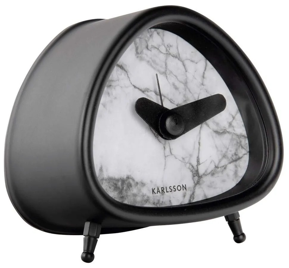 Ρολόι Επιτραπέζιο - Ξυπνητήρι Triangle Marble KA5865WH 8,5x8,5x5,5cm White-Black Karlsson Μέταλλο