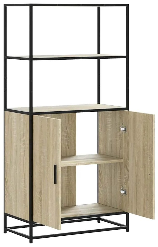 Highboard Δρυς sonoma 68x35x139 cm Επεξεργασμένο ξύλο μέταλλο - Καφέ