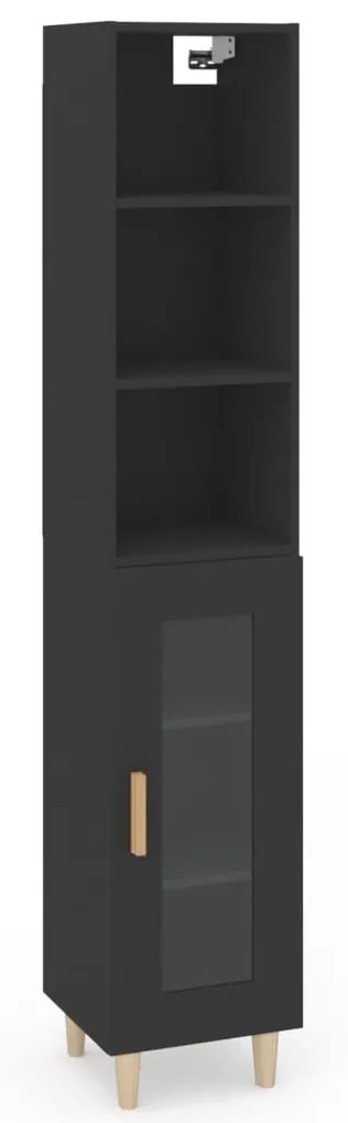vidaXL Ντουλάπι Μαύρο 34,5 x 34 x 180 εκ. από Επεξεργασμένο Ξύλο