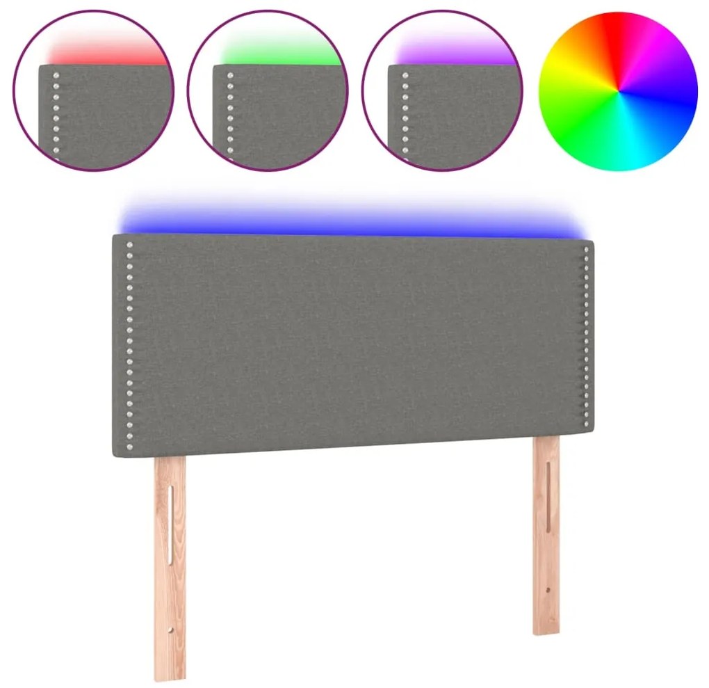 vidaXL Κεφαλάρι Κρεβατιού LED Σκούρο Γκρι 100x5x78/88 εκ. Υφασμάτινο