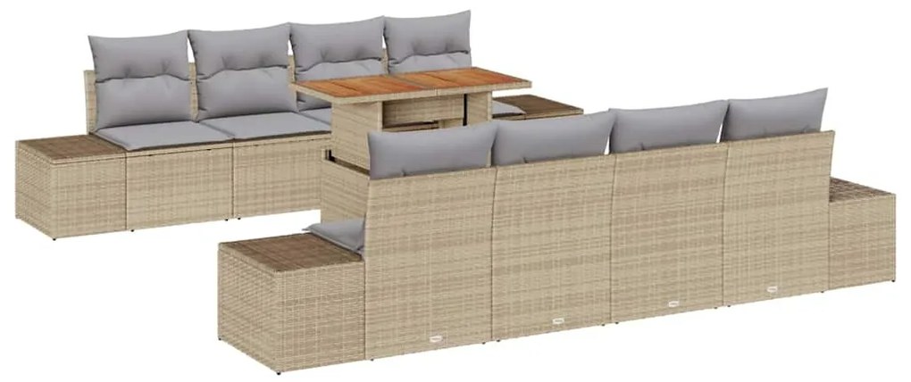 vidaXL Σέτ φαγητού για κήπο 9 pcs Μπεζ, Γκρι 100 x 55 x 73 εκ