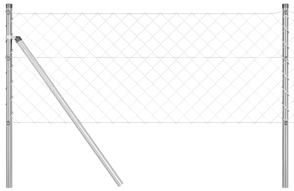 vidaXL Φράχτης από αλυσίδα με στήλες Ασημί 0.8 x 25 m Ατσάλι