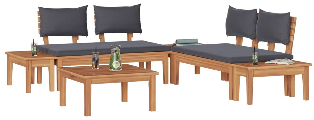 vidaXL Σετ Παγκάκι Κήπου 3 pcs Καφέ, Γκρί Πολυ rattan, βαμμένο ατσάλι