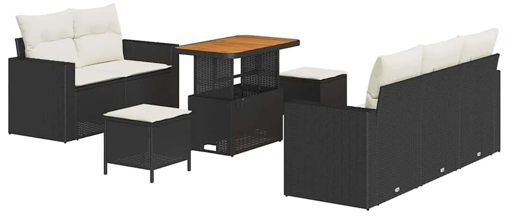 vidaXL Σετ Καναπέ Κήπου 8 pcs Μαύρο και κρεμ 90 x 55 x 71 cm