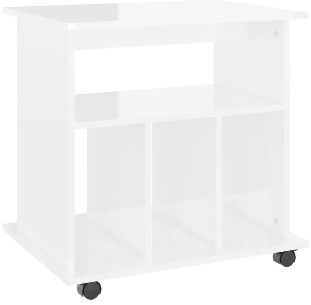 vidaXL Ντουλάπι Τροχήλατο Γυαλιστ. Λευκό 60x45x60 εκ. από Επεξ. Ξύλο