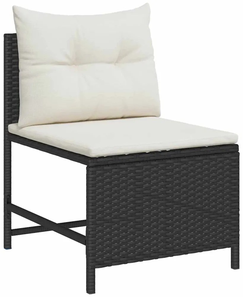 vidaXL Σετ Καναπέ Κήπου 6 pcs Μαύρο, κρέμα συνθετικό ρατάν