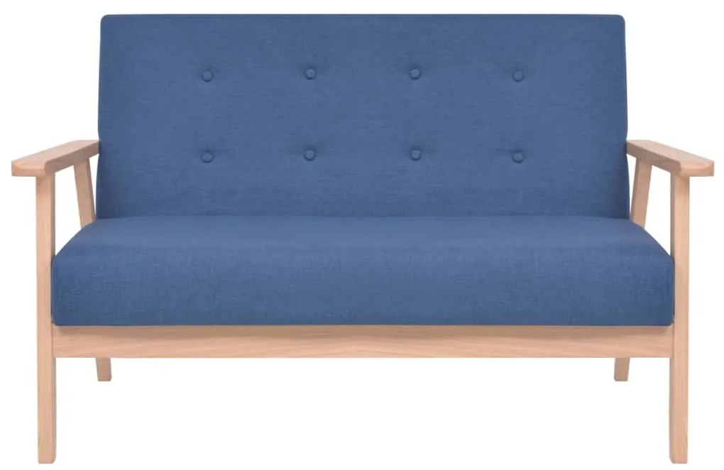 vidaXL Σετ Σαλονιού 2 τεμ. Μπλε Υφασμάτινο