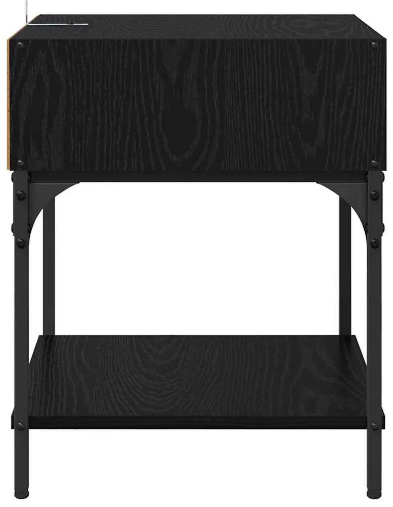 vidaXL Κομοδίνο Μαύρη Οξυά 40 x 40 x 50 cm Επεξεργασμένο ξύλο