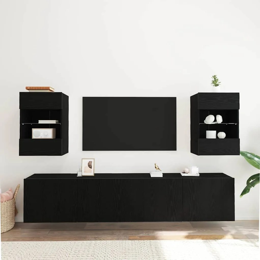vidaXL Ντουλάπι TV 2 pcs Μαύρο 40 x 30 x 60.5 cm Επεξεργασμένο ξύλο