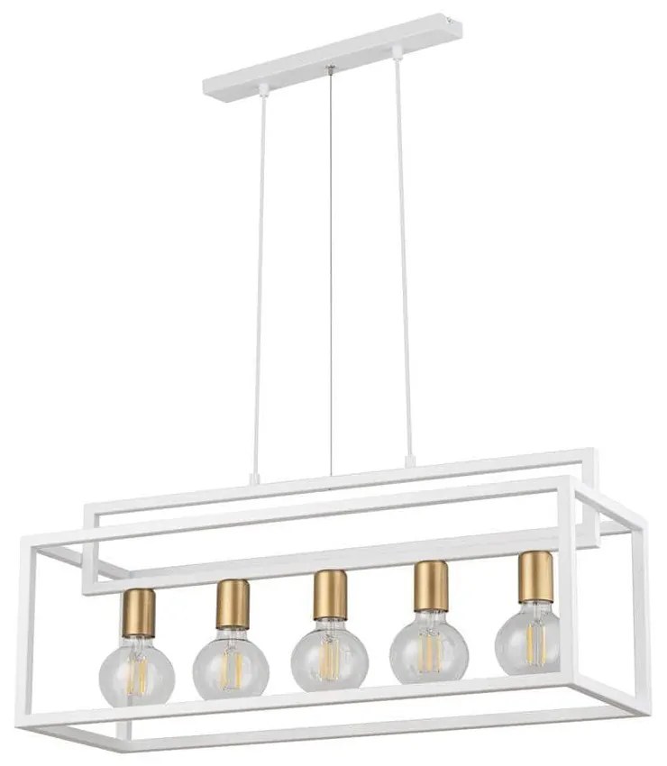 Φωτιστικό Οροφής-Ράγα Vigo 5 32444 26x73x80cm 5xE27 60W White-Gold Sigma Lighting