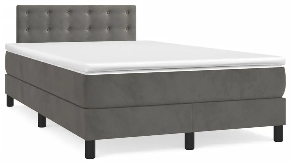 vidaXL Κρεβάτι Boxspring με Στρώμα Σκούρο Γκρι 120x190 εκ. Βελούδινο