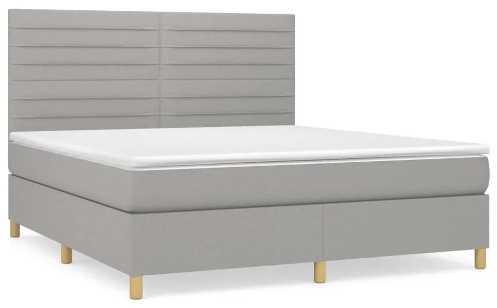 Κρεβάτι Boxspring με Στρώμα Αν. Πράσινο 160x200εκ Υφασμάτινο - Γκρι