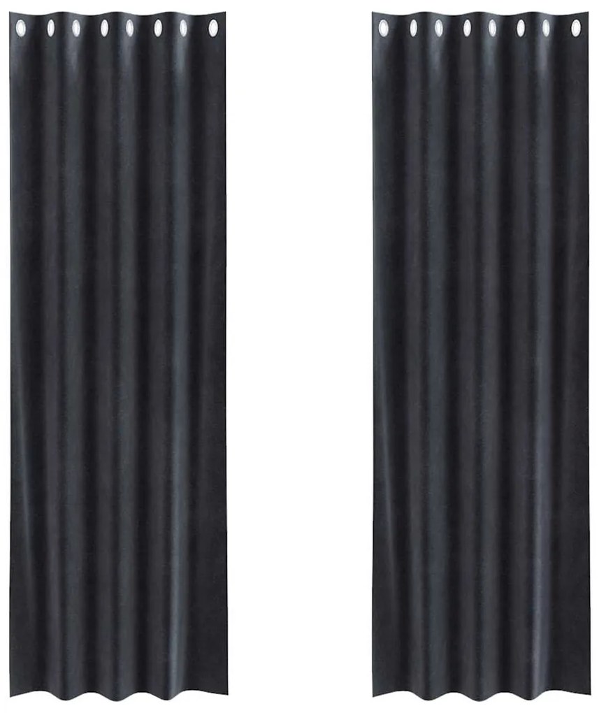vidaXL Κουρτίνες με κουρτίνες 2 pcs Σκούρο γκρι 140 x 225 cm Βελούδο