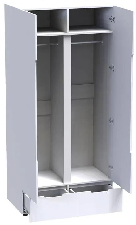 Ντουλάπα δίφυλλη Afina mdf-μελαμίνη σε λευκή glossy απόχρωση 100x57x213εκ 100x57x213 εκ.