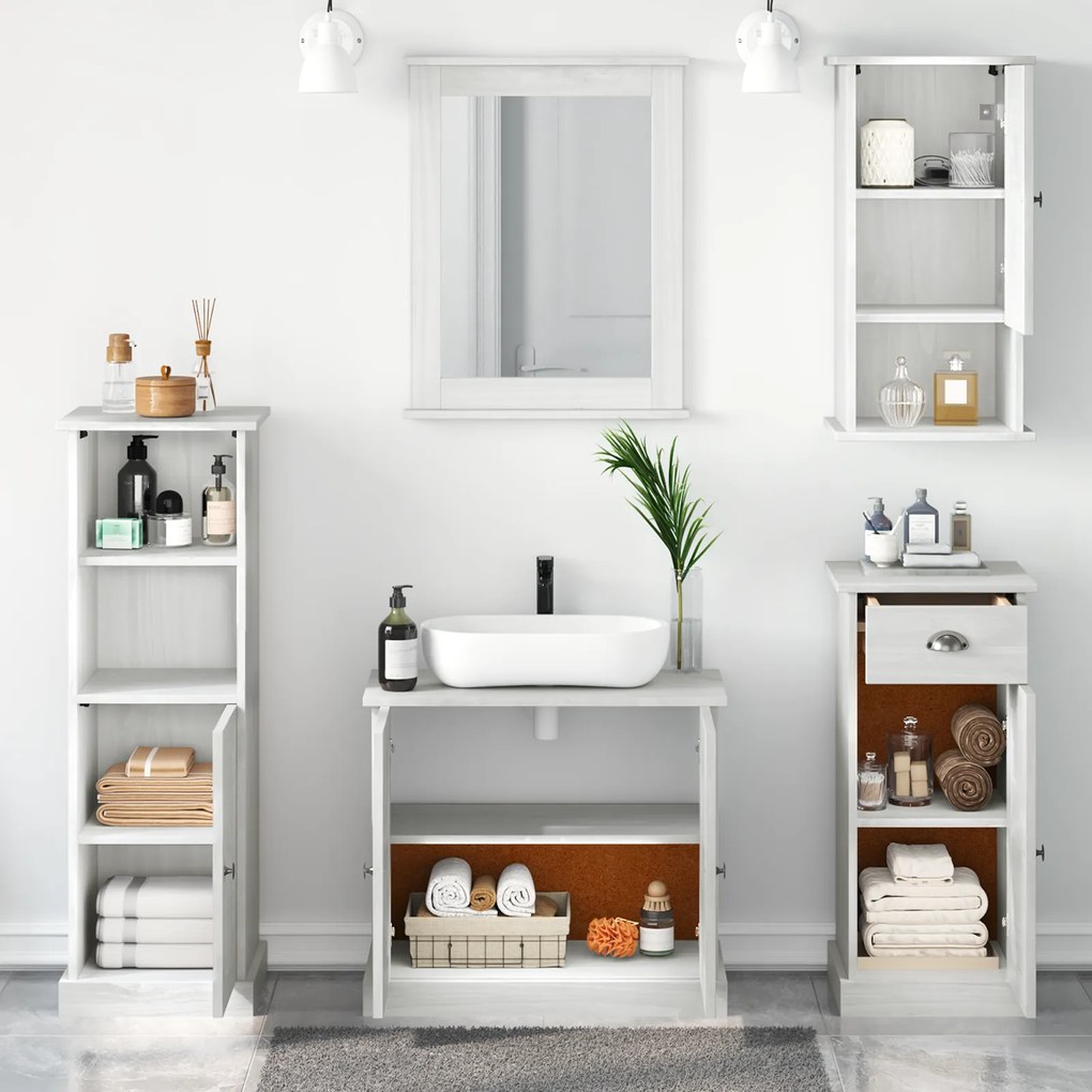 vidaXL Σετ Επίπλων Μπάνιου 5 pcs Λευκό αντικέ 37 x 34 x 110 εκ