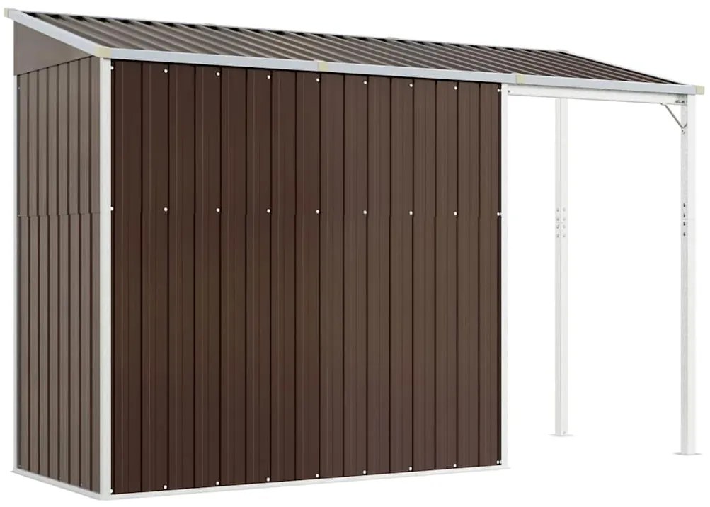 vidaXL Αποθήκη Κήπου Εκτεταμένη Οροφή Καφέ 277x107x181 εκ. Ατσάλι