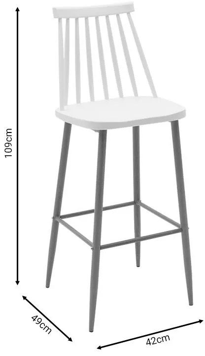 Σκαμπό μπαρ Aurora pp λευκό-φυσικό πόδι 42x49x109εκ 42x49x109 εκ.