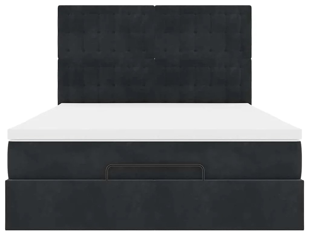 vidaXL Οθωμανικό κρεβάτι με στρώματα Μαύρο 140x190cm Βελούδο