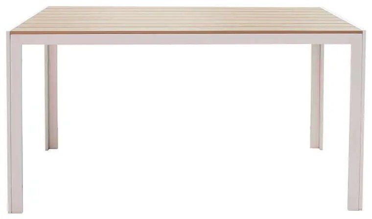 Τραπέζι κήπου Nares pakoworld αλουμίνιο λευκό-plywood φυσικό 140x80x72.5εκ