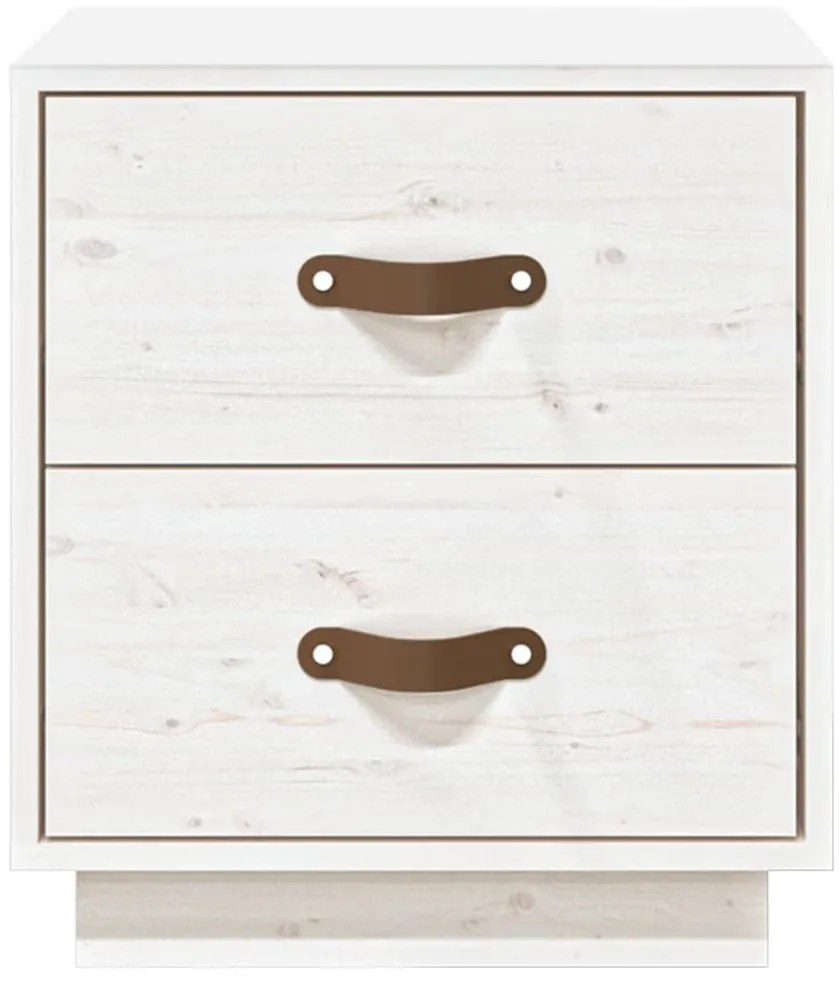 vidaXL Κομοδίνο Λευκό 40 x 34 x 45 εκ. από Μασίφ Ξύλο Πεύκου