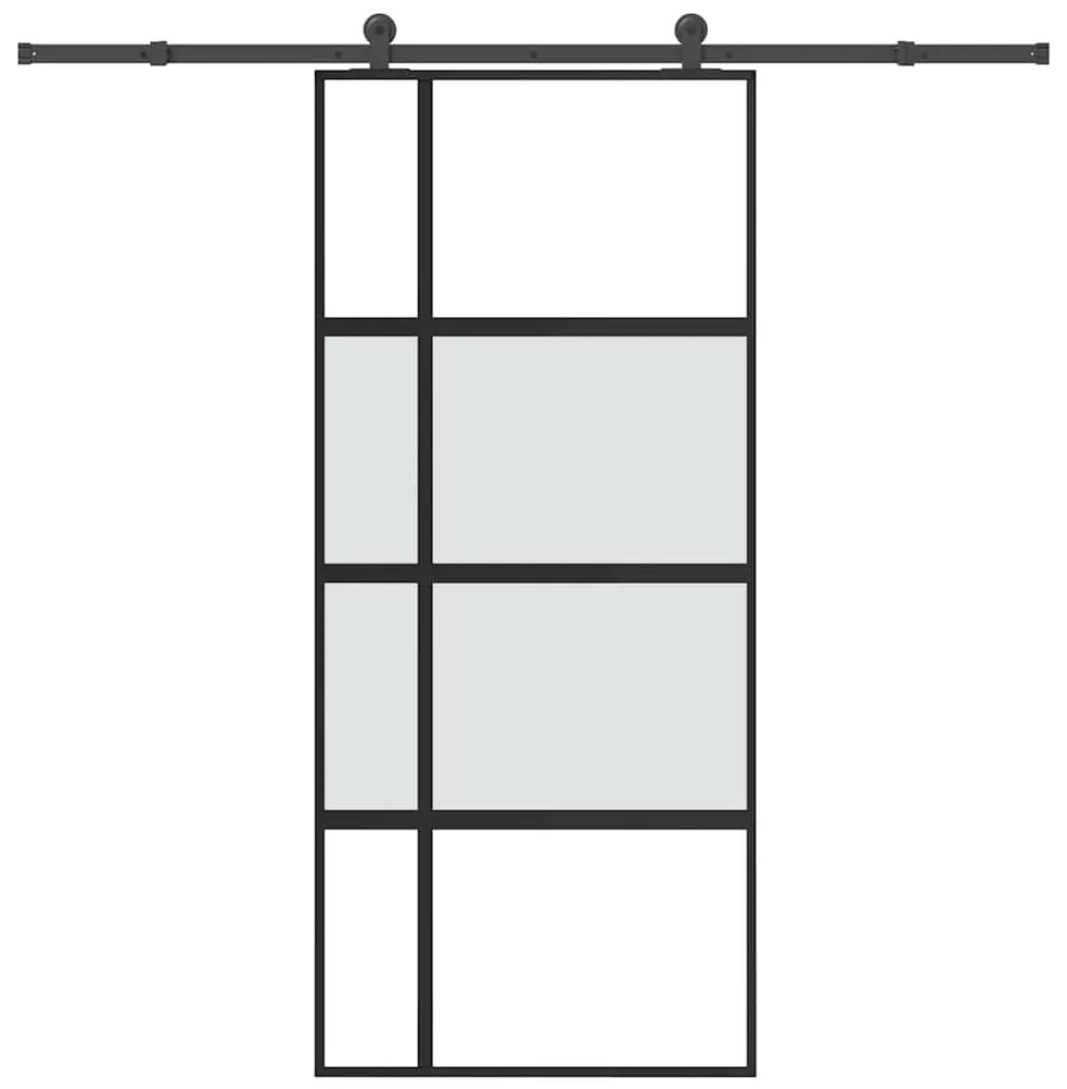 vidaXL Συρόμενη πόρτα με σετ υλικού 90x205 cm από γυαλί και αλουμίνιο