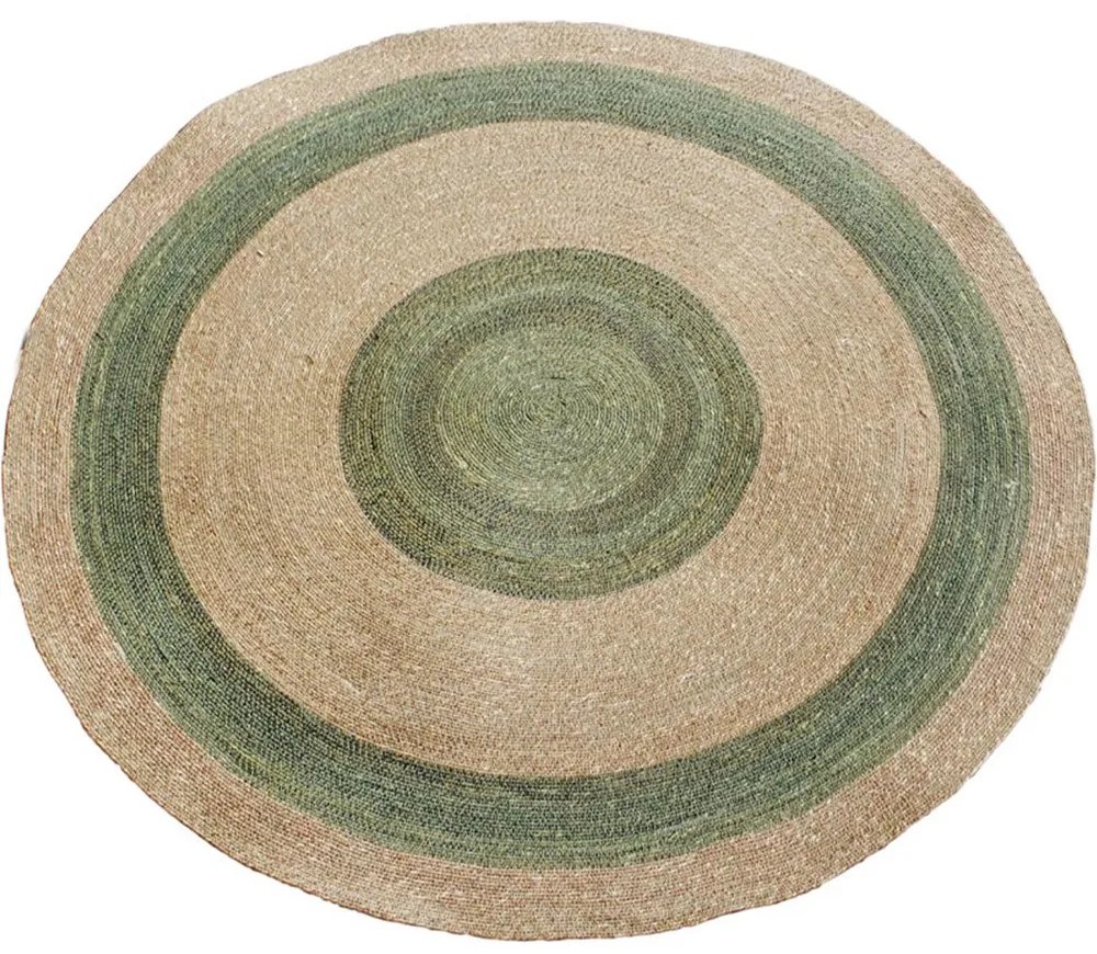 Χαλί Γιούτας 00.02.23155 Natural-Green 120X120cm Round