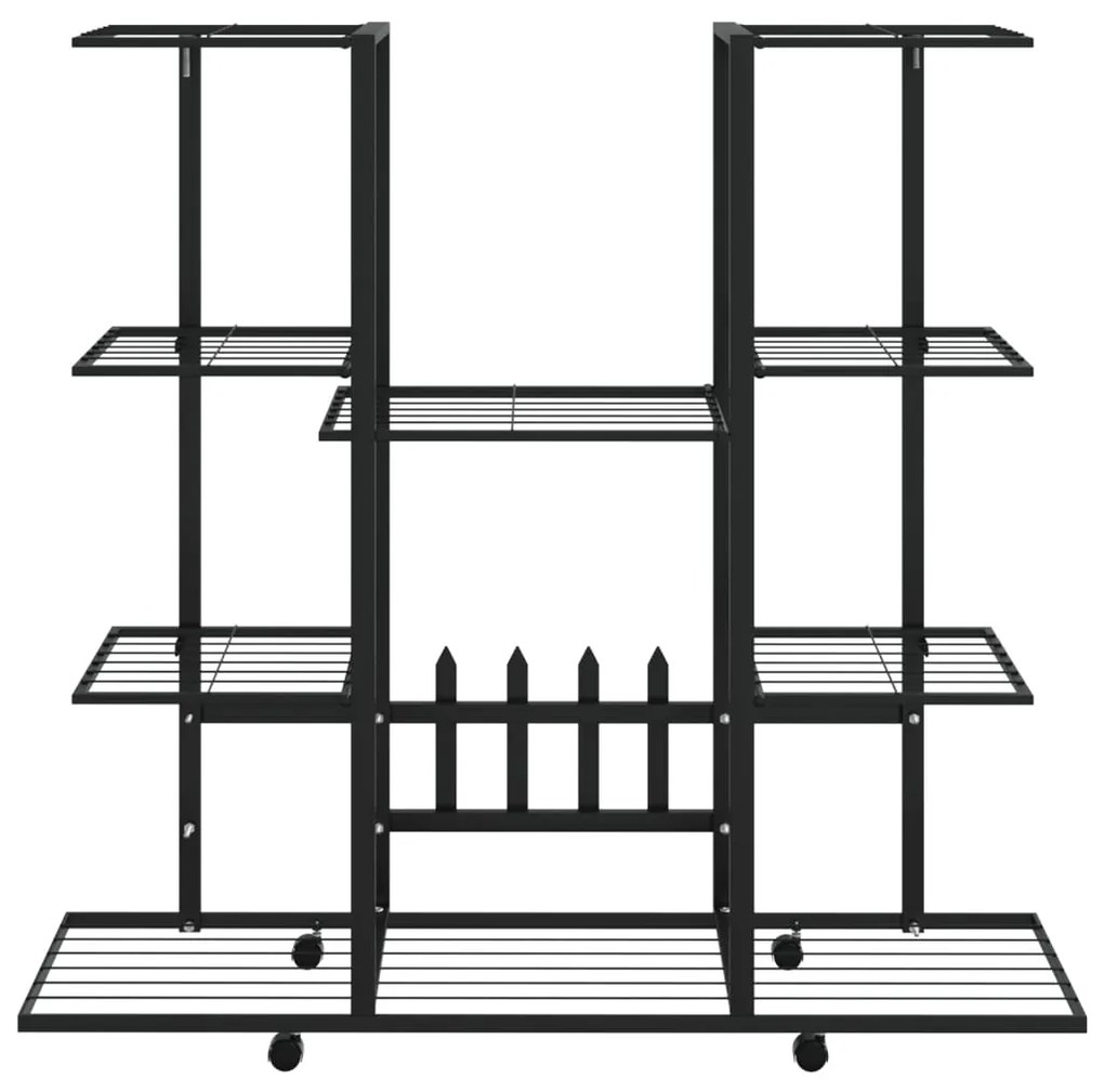 vidaXL Βάση Λουλουδιών με Ρόδες 94,5 x 24,5 x 91,5 εκ. Μαύρη Σιδερένια