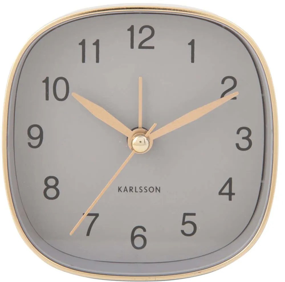 Ρολόι Επιτραπέζιο - Ξυπνητήρι Travel Square KA5957GY 8,5x3,6x8,5cm Mouse Grey Karlsson Polystyrene