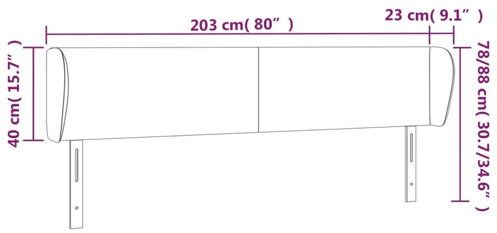 Κεφαλάρι με Πτερύγια Μαύρο 203 x 23 x 78/88 εκ. Συνθετικό Δέρμα 3116972