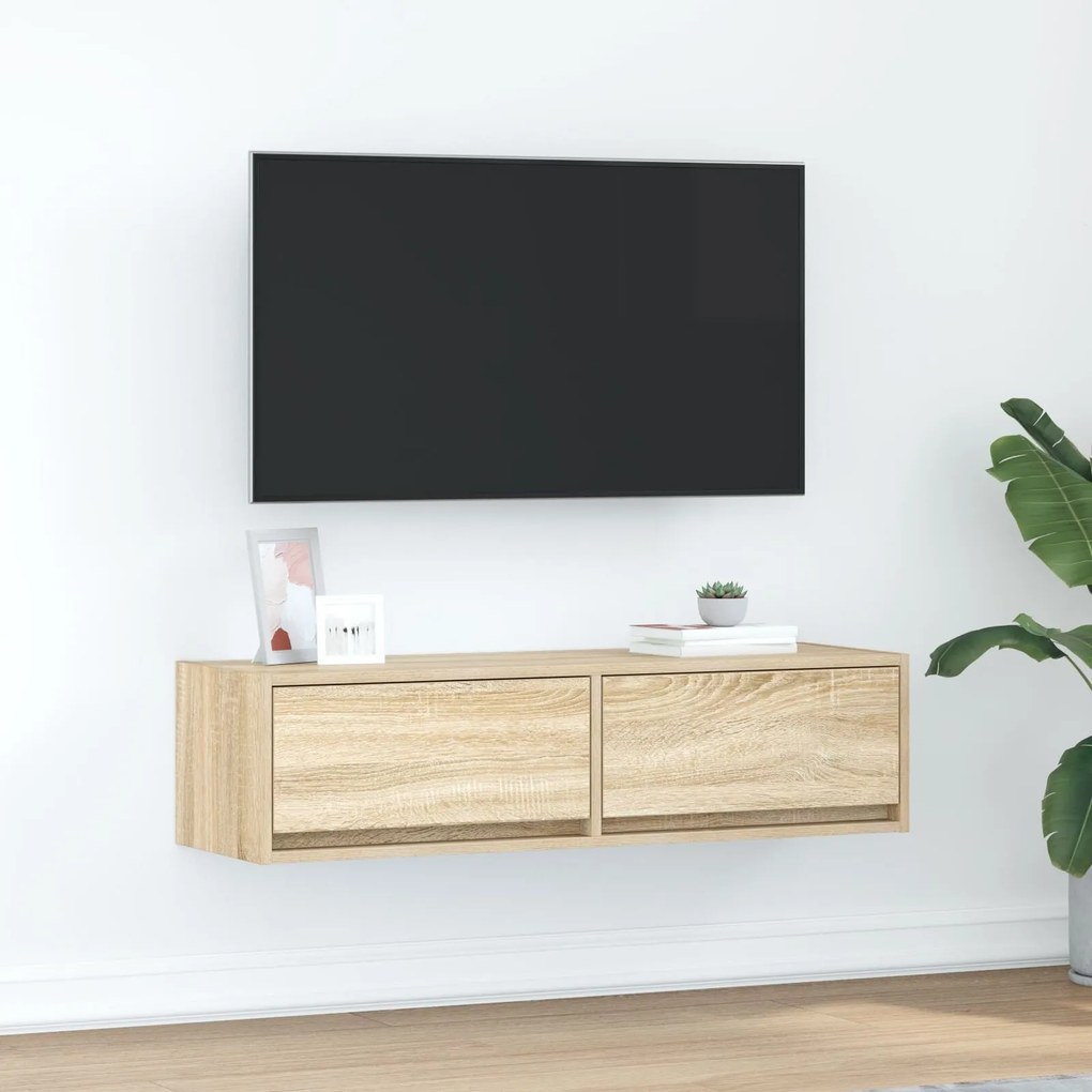 vidaXL Κομοδίνο ΤV Σομιέ Καρυδιά 100x31x25,5 εκ. Επεξεργασμένου Ξύλου