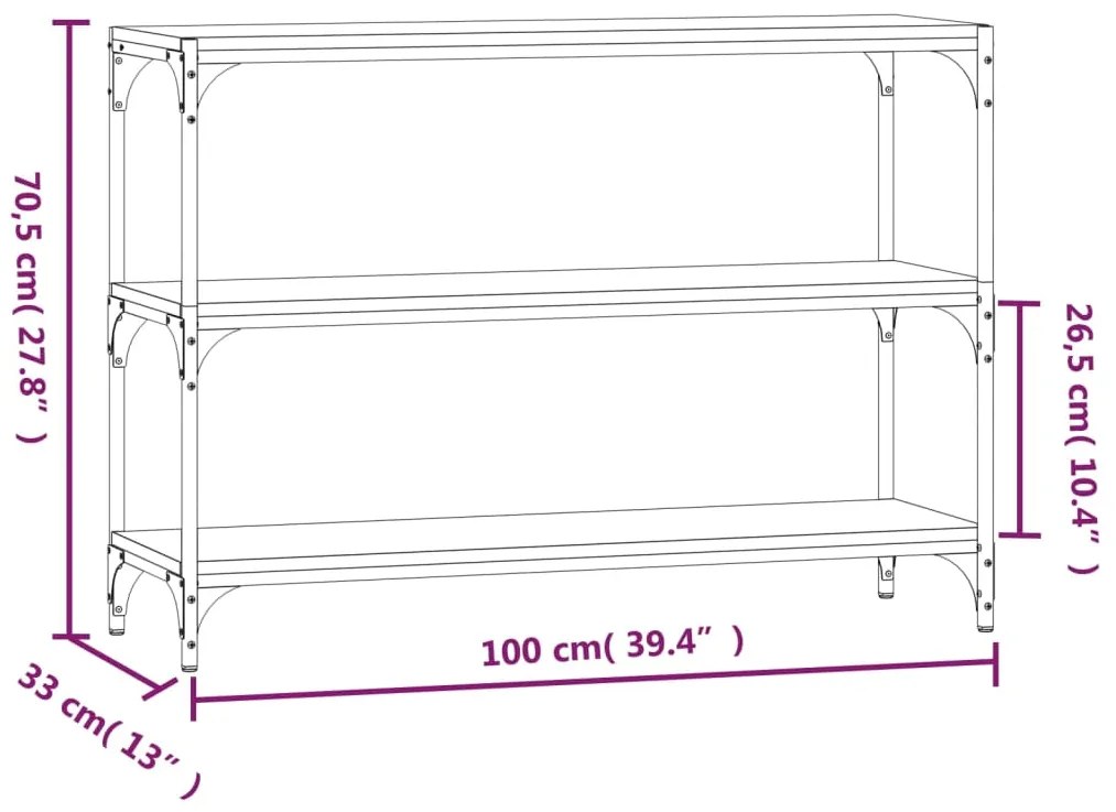 Βιβλιοθήκη Καφέ Δρυς 100x33x70,5 εκ. Επεξεργασμένο Ξύλο&amp;Ατσάλι - Καφέ